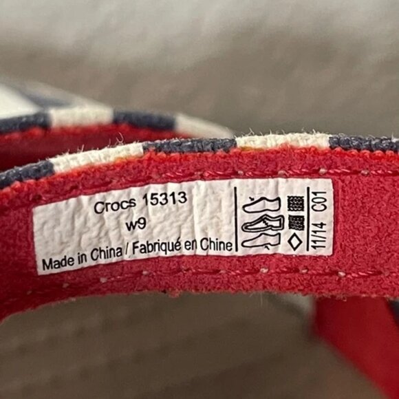 Crocs Leigh 15313 Wedge Sandals Ankle Strappy White Striped Women's Size 9 US - Picture 8 of 11